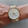  Shop Authentic Michael Kors Lexington Chronograph White Dial Rose Gold Steel Strap Watch For Women - MK8313 - Luxxuri