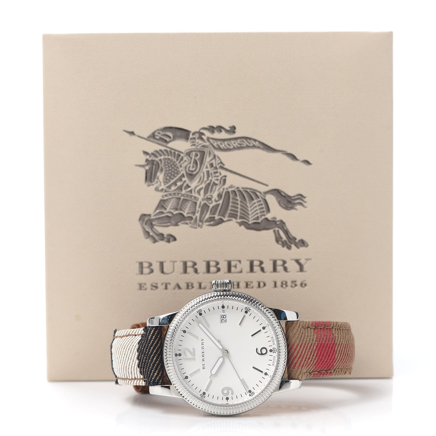  Shop Authentic Burberry Utilitarian White Dial Multicolor Leather Strap Watch for Women - BU7824 - Luxxuri