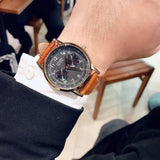  Shop Authentic Citizen Eco Drive Multi Function Day & Date Black Dial Brown Leather Strap Watch For Men - AO9003-08E - Luxxuri