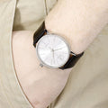  Shop Authentic Calvin Klein Post Minimal Silver Dial Black Leather Strap Watch for Men - K7621192 - Luxxuri
