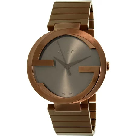  Shop Authentic Gucci Interlocking XL Brown Dial Brown Steel Strap Watch For Men - YA133211 - Luxxuri