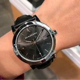  Shop Authentic Burberry The City Black Dial Black Leather Strap Watch for Men - BU9009 - Luxxuri