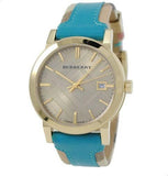  Shop Authentic Burberry The City Gold Dial Blue Leather Strap Watch for Women - BU9018 - Luxxuri