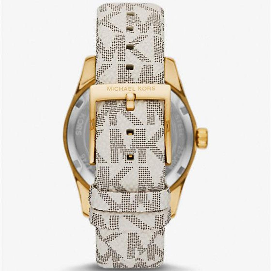  Shop Authentic Michael Kors Jaycie Quartz Gold Dial White Leather Strap Watch for Women - MK2861 - Luxxuri