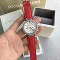  Shop Authentic Michael Kors Parker Silver Dial Red Leather Strap Watch for Women - MK2278 - Luxxuri