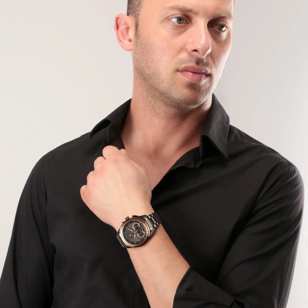 Maserati Traguardo 45mm Gun Metal Stainless Steel Black Watch For Men - R8873612016