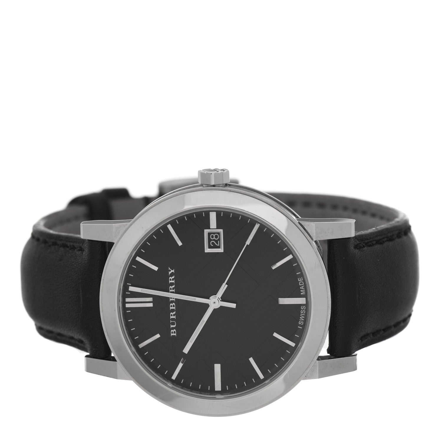  Shop Authentic Burberry The City Black Dial Black Leather Strap Watch for Men - BU9009 - Luxxuri