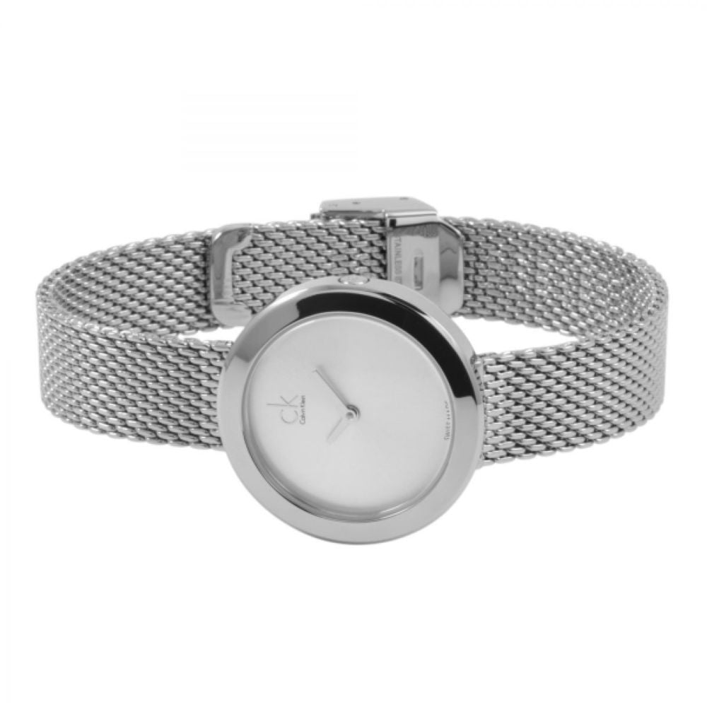  Shop Authentic Calvin Klein Firm White Dial Silver Mesh Bracelet Watch for Women - K3N23126 - Luxxuri