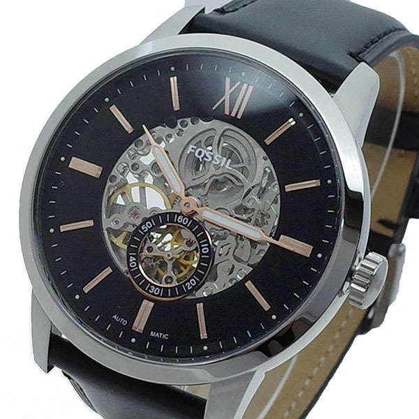  Shop Authentic Fossil Townsman Skeleton Black Dial Black Leather Strap Watch for Men - ME3153 - Luxxuri