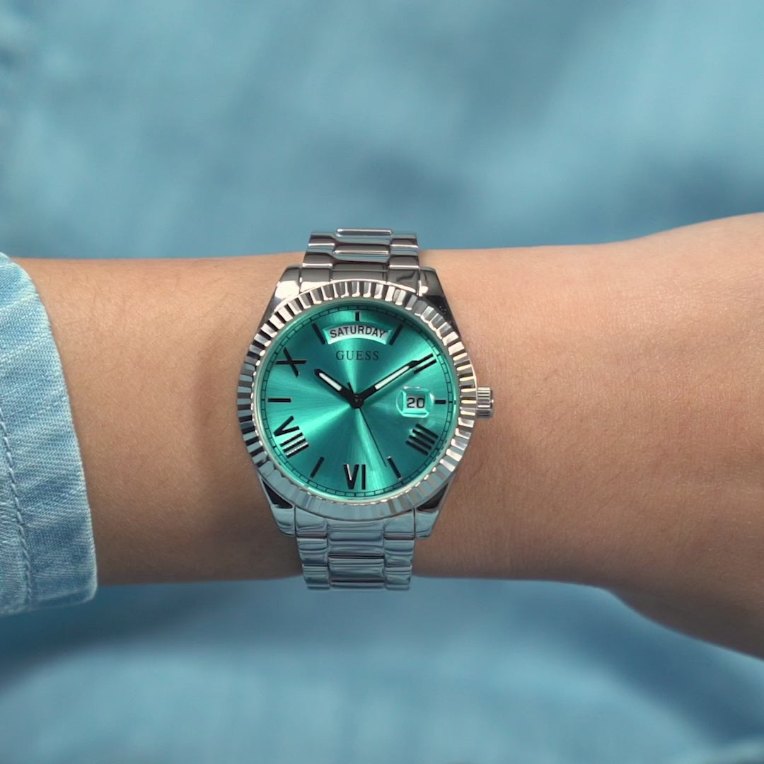  Shop Authentic Guess Luna Quartz Blue Dial Silver Steel Strap Watch For Women - GW0308L4 - Luxxuri