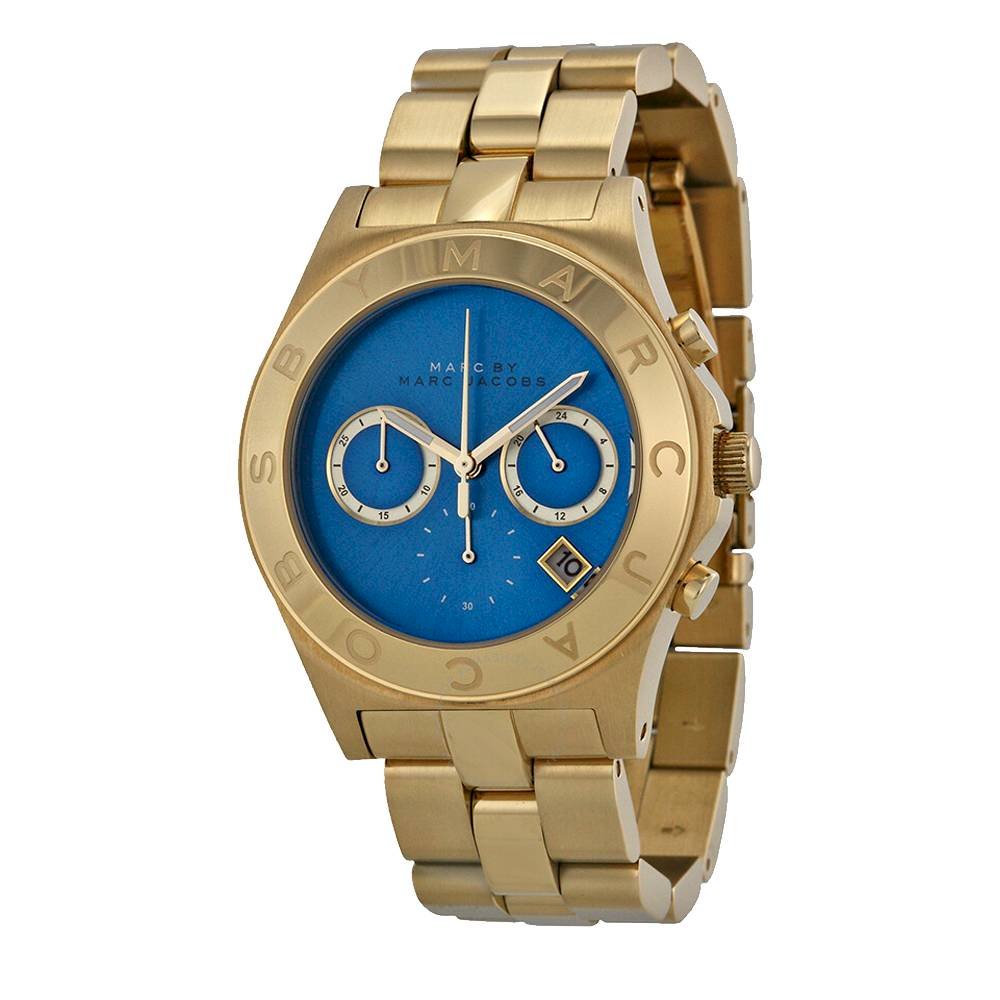  Shop Authentic Marc Jacobs Blade Chronograph Blue Dial Gold Steel Strap Watch for Women - MBM3307 - Luxxuri