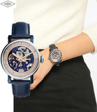  Shop Authentic Fossil Boyfriend Skeleton Blue Dial Blue Leather Strap Watch for Women - ME3136 - Luxxuri