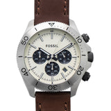  Shop Authentic Fossil Retro Traveler Chronograph White Dial Brown Leather Strap Watch for Men - CH2886 - Luxxuri