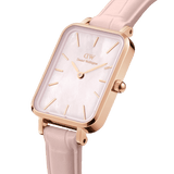  Shop Authentic Daniel Wellington Quadro Pressed Mother of Pearl Pink Dial Pink Leather Strap Watch For Women - DW00100508 - Luxxuri
