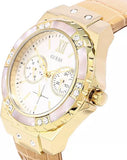  Shop Authentic Guess Limelight Quartz Silver Dial Golden Leather Strap Watch For Women - W0775L2 - Luxxuri