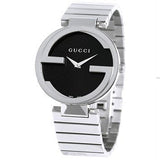  Shop Authentic Gucci G Interlocking Black Dial Silver Steel Strap Watch For Women - YA133307 - Luxxuri