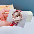  Shop Authentic Michael Kors Parker Rose Gold Dial Maroon Leather Strap Watch For Women - MK2974 - Luxxuri
