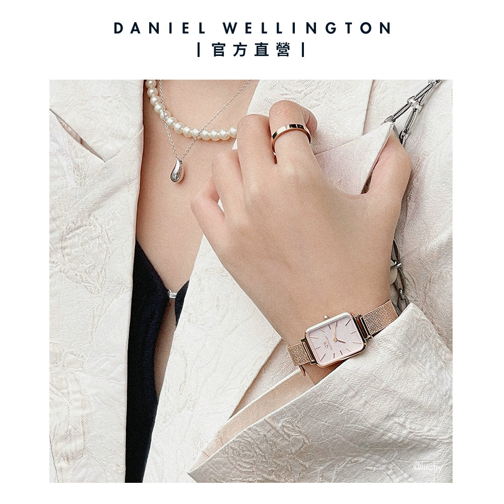  Shop Authentic Daniel Wellington Quadro Pressed Melrose Pink Dial Pink Mesh Bracelet Watch For Women - DW00100510 - Luxxuri