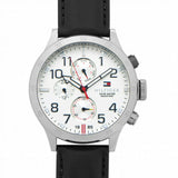  Shop Authentic Tommy Hilfiger Trent Multifunction White Dial Black Leather Strap Watch for Men - 1791138 - Luxxuri
