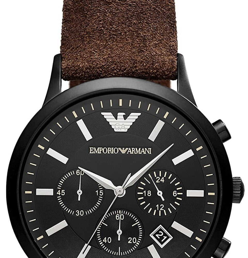  Shop Authentic Emporio Armani Chronograph Black Dial Brown Leather Strap Watch For Men - AR11078 - Luxxuri
