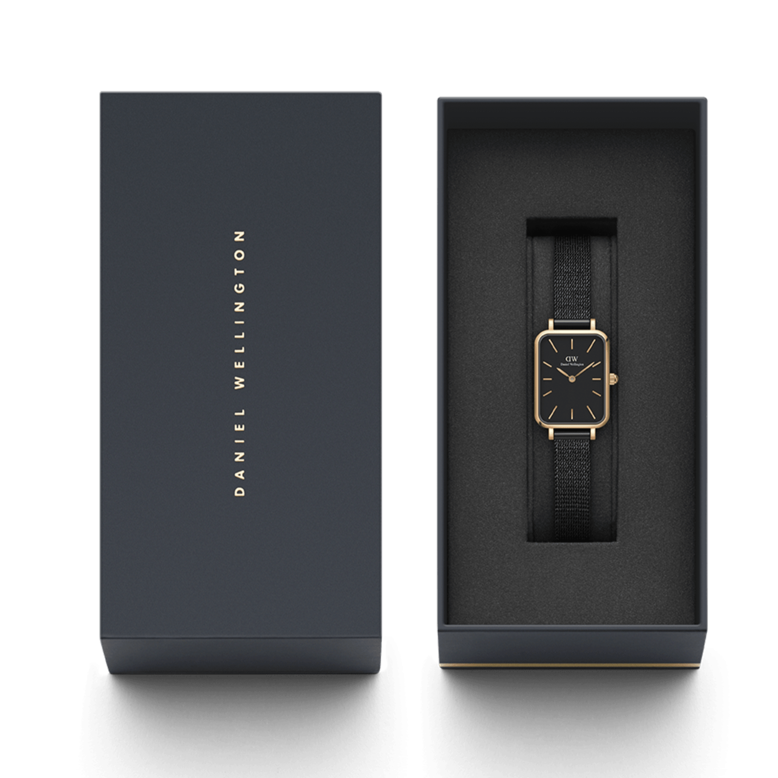  Shop Authentic Daniel Wellington Quadro Pressed Ashfield Black Dial Black Mesh Strap Watch for Women - DW00100467 - Luxxuri