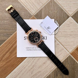  Shop Authentic Swarovski Era Journey Chronograph Black Dial Black Leather Strap Watch for Women - 5295320 - Luxxuri