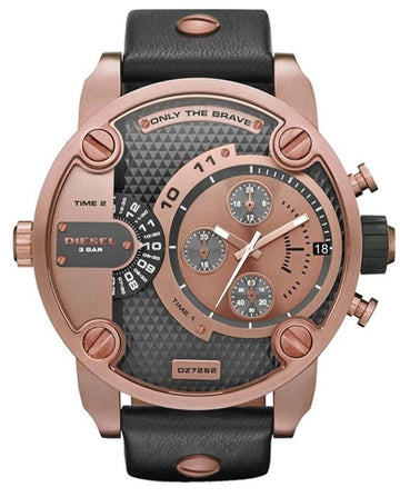  Shop Authentic Diesel Little Daddy Black & Gold Dial Black Leather StrapWatch For Men - DZ7282 - Luxxuri