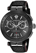  Shop Authentic Versace V-Racer Aion Chronograph Black Dial Black Leather Strap Watch for Men - VBR030017 - Luxxuri
