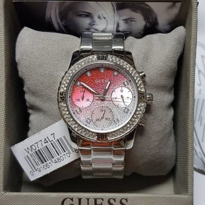  Shop Authentic Guess Confetti Diamonds Silver Dial Silver Steel Strap Watch for Women - W0774L7 - Luxxuri