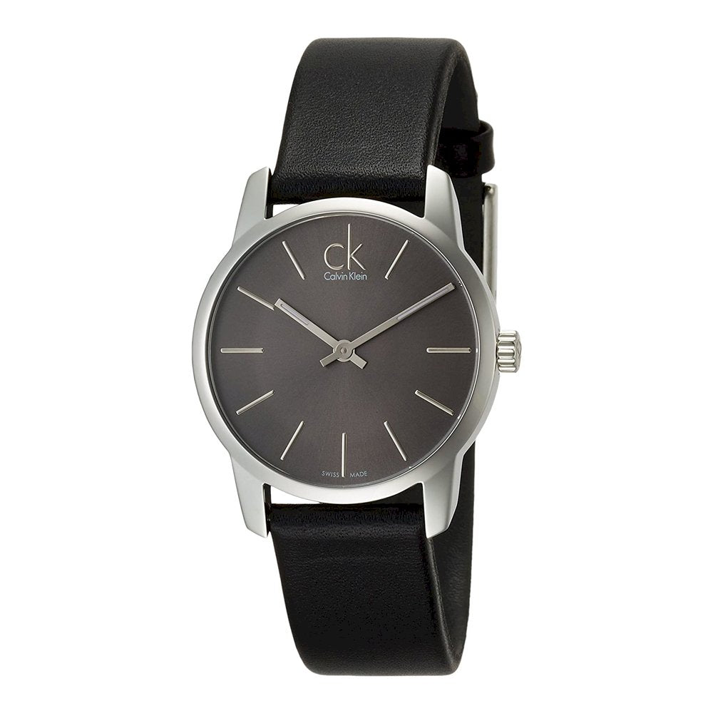  Shop Authentic Calvin Klein City Black Dial Black Leather Strap Watch For Women - K2G23107 - Luxxuri