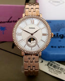  Shop Authentic Fossil Jacqueline Analog Moonphase Mother of Pearl White Dial Rose Gold Steel Strap Watch for Women - ES5165 - Luxxuri