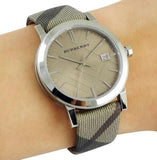  Shop Authentic Burberry The City Nova Beige Dial Grey Leather Strap Watch for Women - BU9023 - Luxxuri