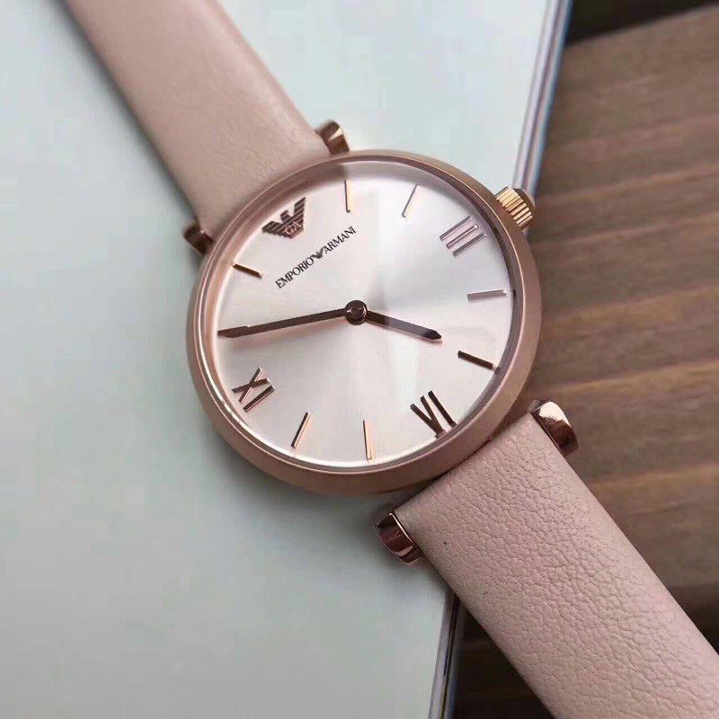  Shop Authentic Emporio Armani Gianni T-Bar Quartz Rose Gold Dial Pink Leather Strap Watch For Women - AR11001 - Luxxuri