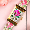  Shop Authentic Gucci G-Frame Floral Mother of Pearl Dial White Leather Strap Watch For Women - YA147406 - Luxxuri