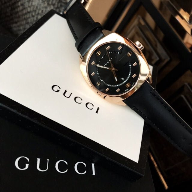  Shop Authentic Gucci GG2570 Black Dial Black Leather Strap Watch For Men - YA142310 - Luxxuri