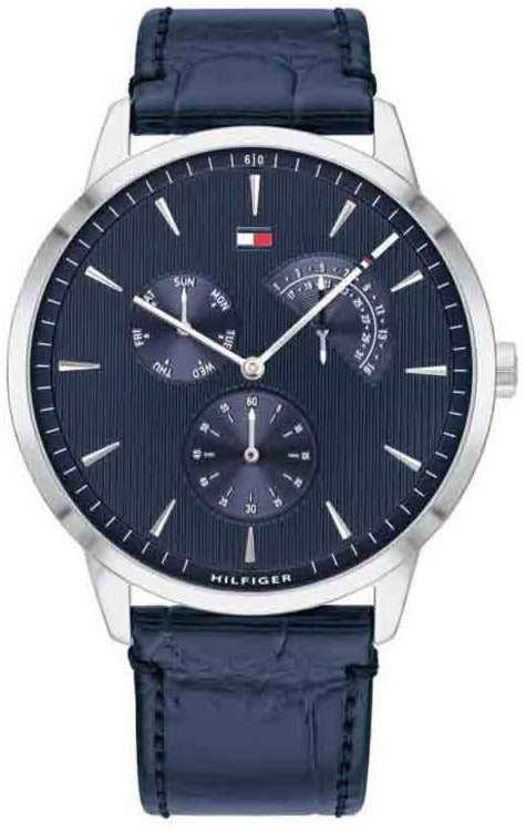  Shop Authentic Tommy Hilfiger Brad Chronograph Quartz Blue Dial Blue Leather Strap Watch For Men - 1710387 - Luxxuri