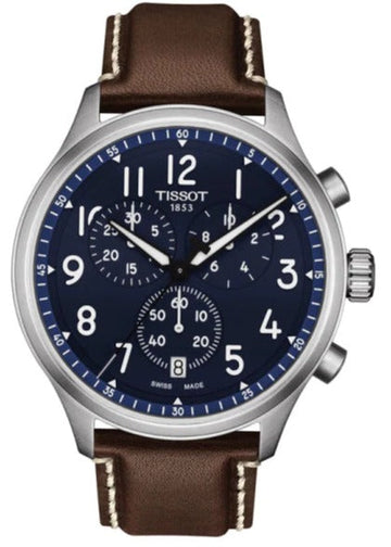  Shop Authentic Tissot Chrono XL Vintage Blue Dial Brown Leather Strap Watch For Men - T116.617.16.042.00 - Luxxuri