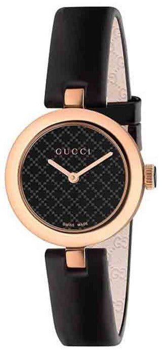  Shop Authentic Gucci Diamantissima Quartz Black Dial Black Leather Strap Watch for Women - YA141501 - Luxxuri