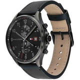  Shop Authentic Tommy Hilfiger West Chronograph Black Dial Black Leather Strap Watch For Men - 1791711 - Luxxuri