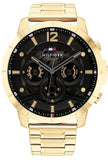  Shop Authentic Tommy Hilfiger Luca Chronograph Black Dial Gold Steel Strap Watch For Men - 1710511 - Luxxuri