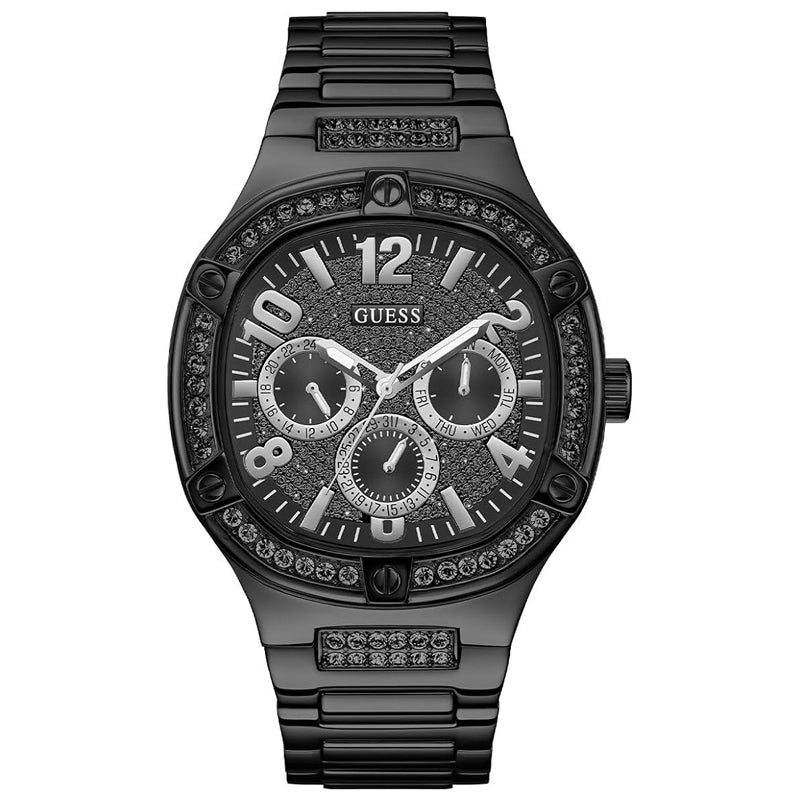 Guess Duke Glitz Crystals Black Dial Black Steel Strap Watch For Men - GW0576G3