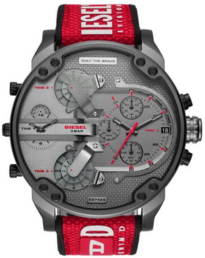  Shop Authentic Diesel Mr Daddy 2.0 Chronograph Grey Dial Red Rubber Strap Watch For Men - DZ7423 - Luxxuri