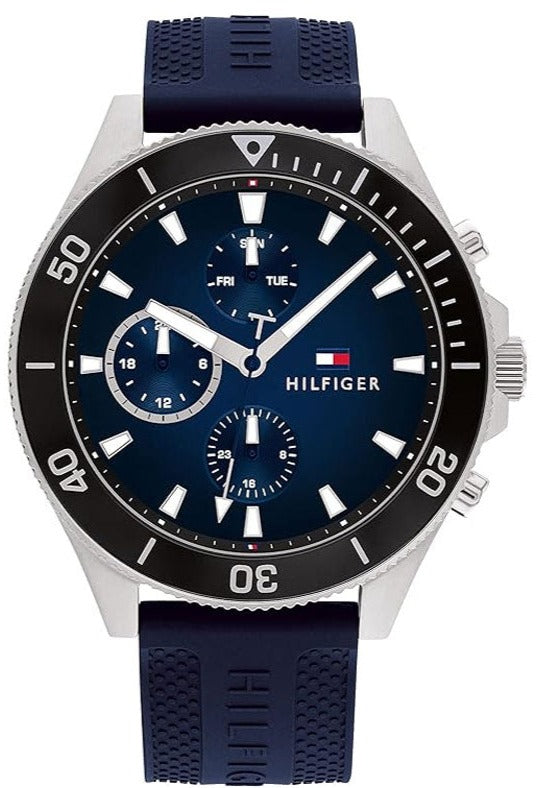  Shop Authentic Tommy Hilfiger Larson Chronograph Blue Dial Blue Rubber Strap Watch For Men - 1791920 - Luxxuri