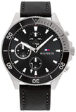  Shop Authentic Tommy Hilfiger Larson Chronograph Black Dial Black Leather Strap Watch For Men - 1791984 - Luxxuri