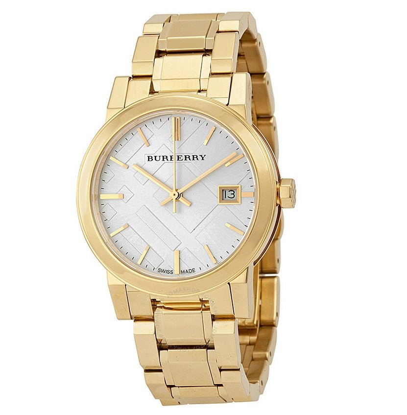  Shop Authentic Burberry The City Silver Dial Gold Steel Strap Unisex Watch - BU9003 - Luxxuri