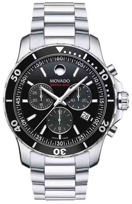  Shop Authentic Movado Series 800 Chronograph Black Dial Silver Steel Strap Watch For Men - 2600142 - Luxxuri