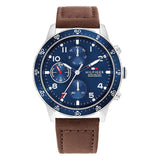  Shop Authentic Tommy Hilfiger Jimmy Chronograph Quartz Blue Dial Brown Leather Strap Watch For Men - 1791946 - Luxxuri