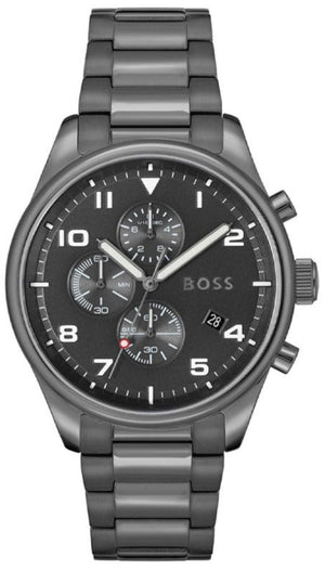  Shop Authentic Hugo Boss View Chronograph Grey Dial Grey Steel Strap Watch For Men - 1513991 - Luxxuri