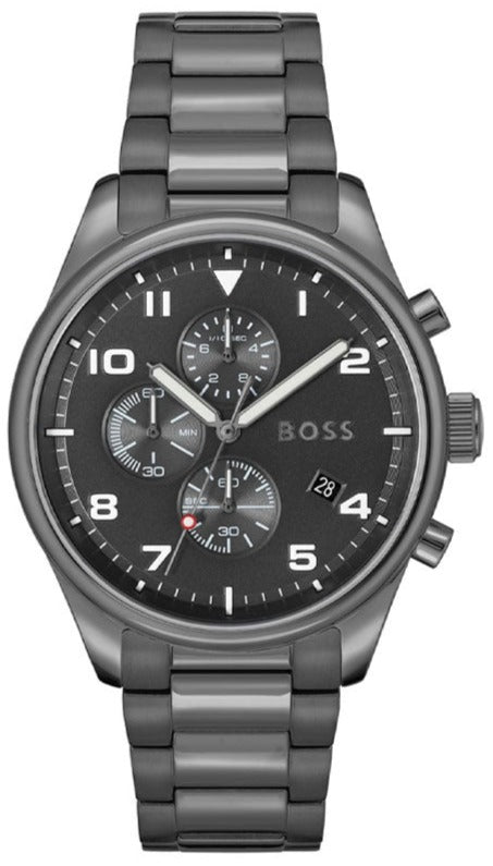  Shop Authentic Hugo Boss View Chronograph Grey Dial Grey Steel Strap Watch For Men - 1513991 - Luxxuri