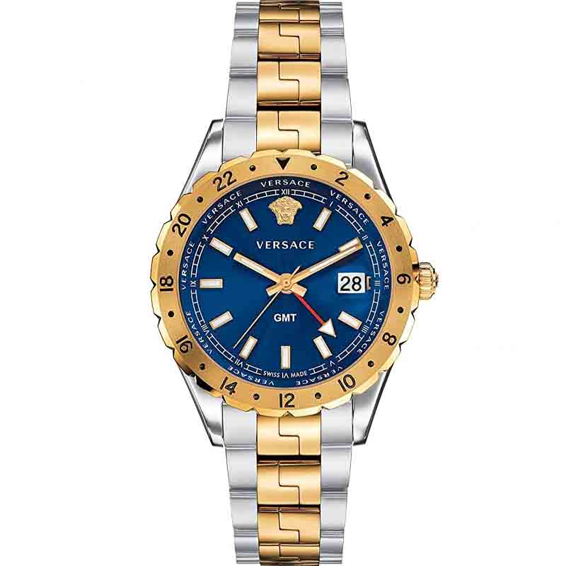  Shop Authentic Versace Hellenyium GMT Blue Dial Two Tone Steel Strap Watch for Men - V11060017 - Luxxuri